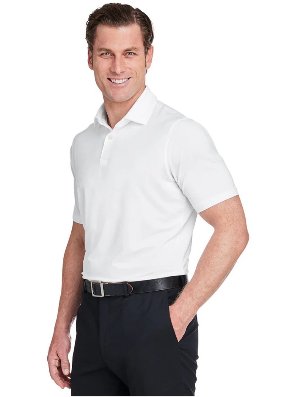 Fairway & Greene Tech Solid Jersey Men's Polo Golf Shirt White Shortsleeve